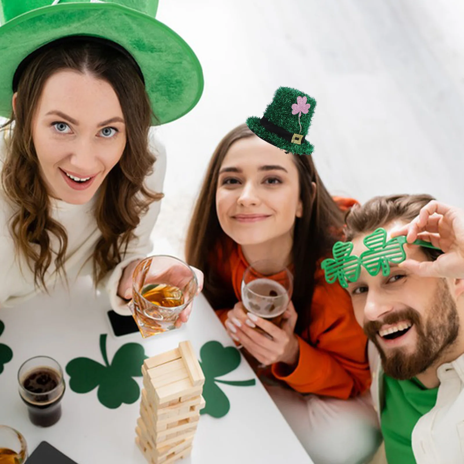 

Clover Hat Hair Clip Mini Fascinator Leprechaun Holiday Party Festival Accessories Women Dressy Tiny Top Hats