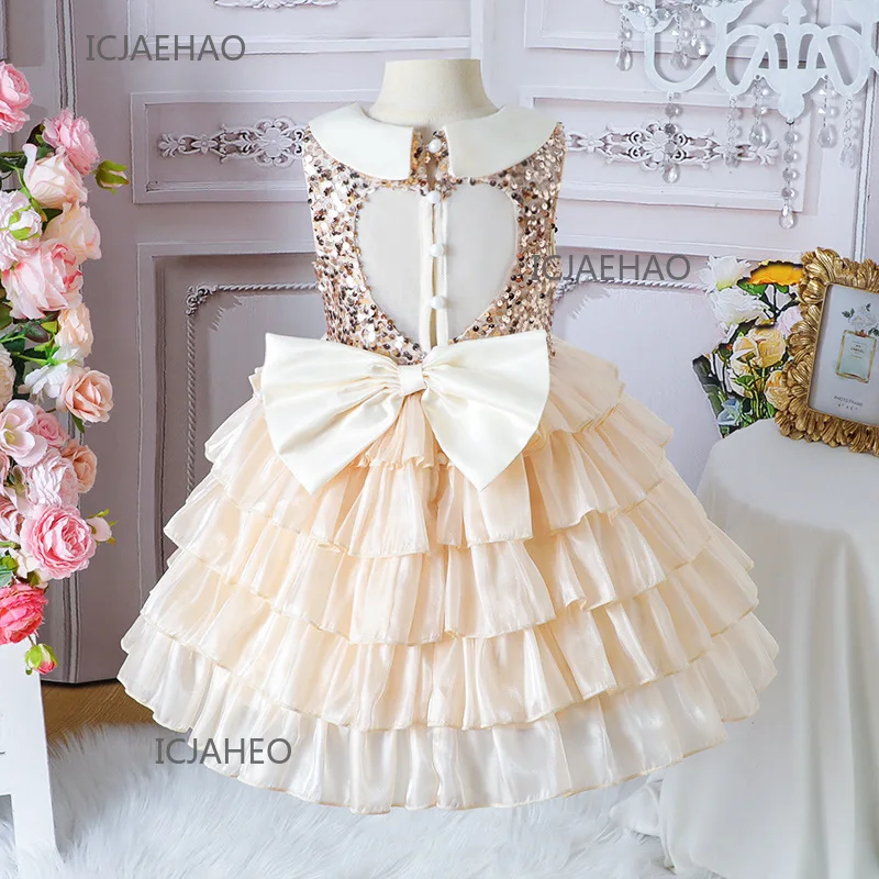 

Вечернее платье VestidoНовые детские блестящие платья-пачки для девочек, костюмы принцессы из тюля, платье на день рождения, детская одежда для фортепиано