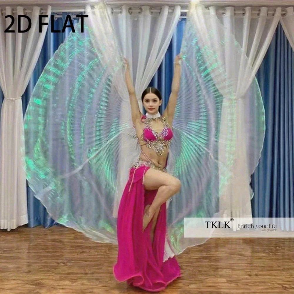 1p/2p Rainbow Wings Flag for Belly Dancing - Wings with 360° Extension and Stretch Rods Included - (57 inch Fully Extended)