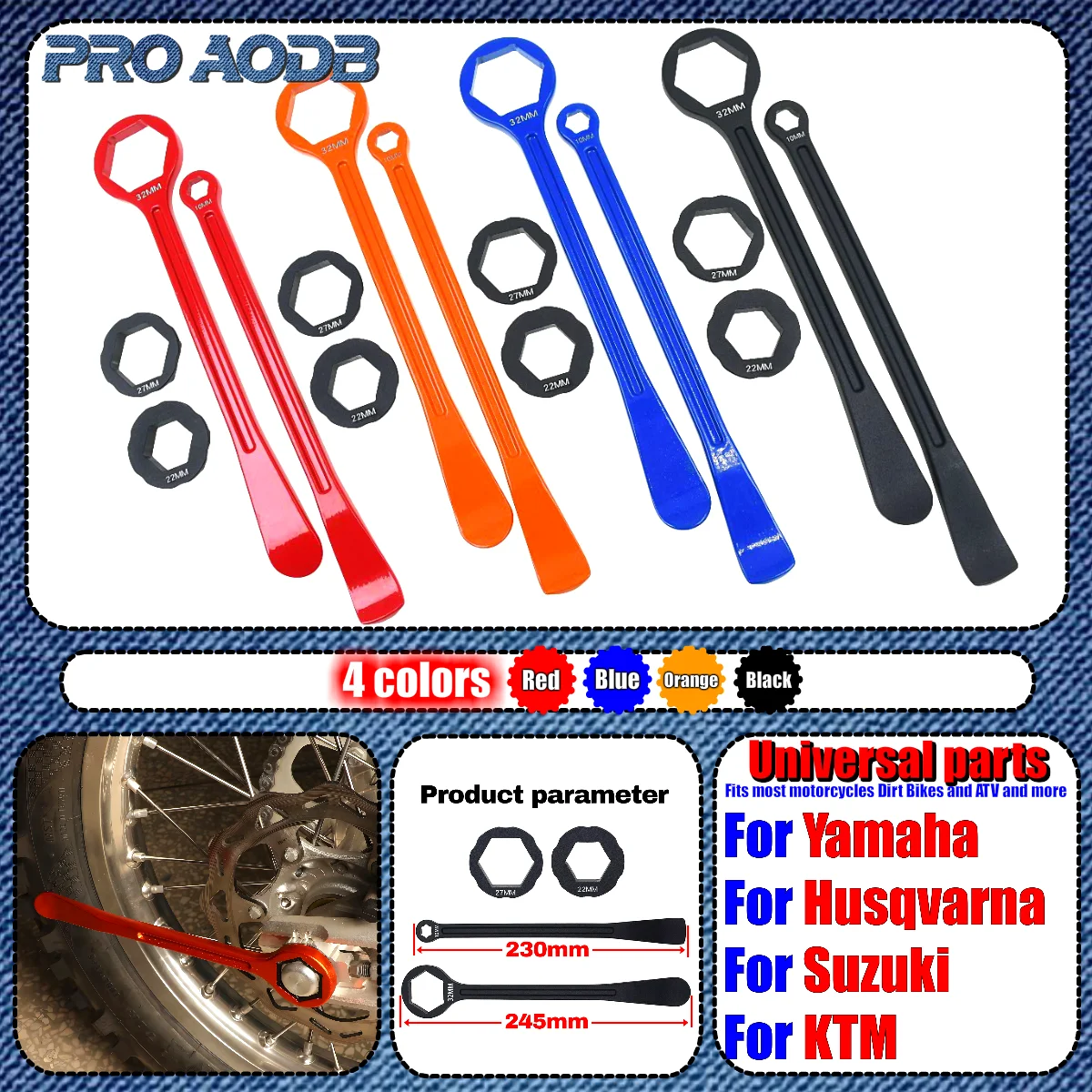 

For Husqvarna KTM Honda Suzuki Kawasaki Yamaha Motorcycle Universal CNC Bead Buddy Tire Tool Lever Spoon Axle Wrench Tire Change