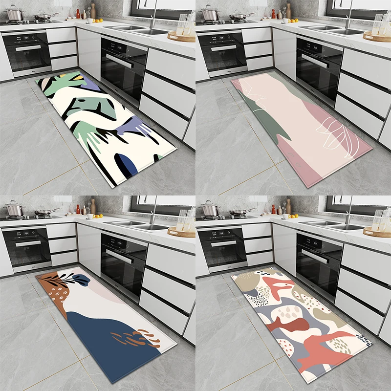 

Modern Abstract Simple Geometric Decorative Floor Mat Kitchen Door Bathroom Non-slip Bedroom Room Bedside 40x120cm