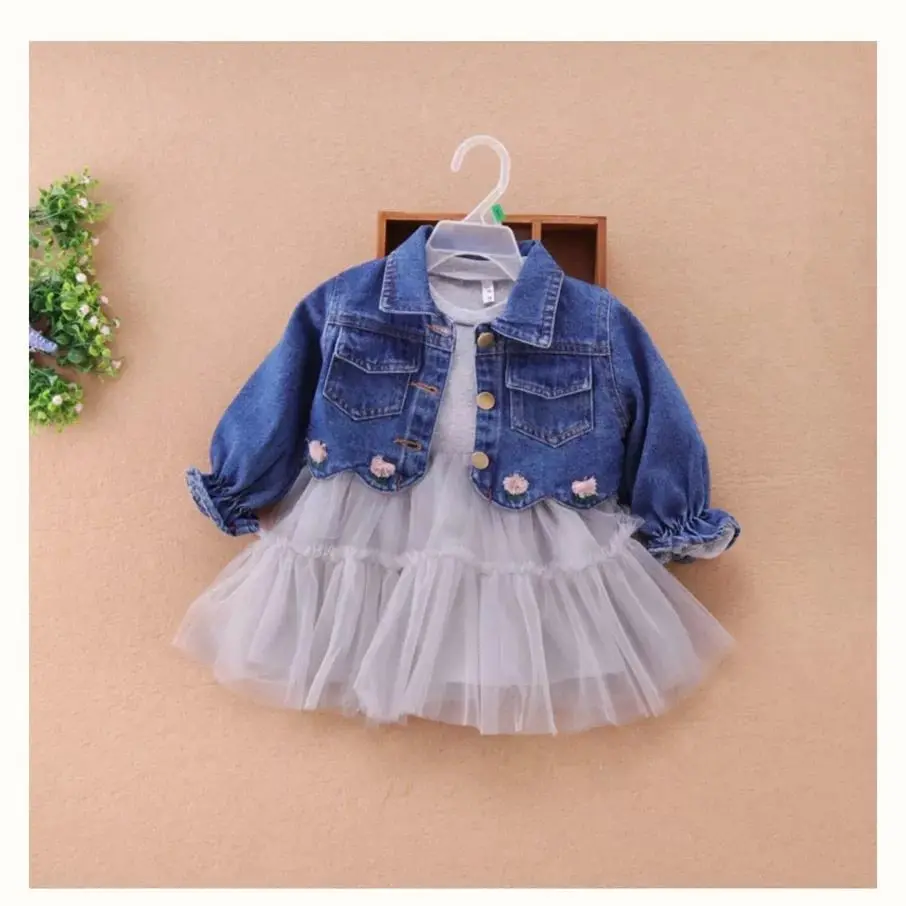 

0-5 Years Girls Spring and Autumn Short Denim Jacket All-match Jacket Princess Children's Outer Wear With Small Outwear Cardigan