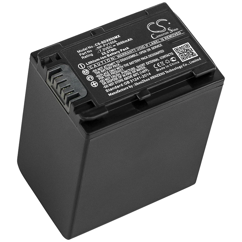

Li-ion Camera Battery for Sony, 7.3V, 3050mAh, Compatible Models: FDR-AX33, FDR-AX40, HDR-CX625, HDR-CX680, NEX-VG30