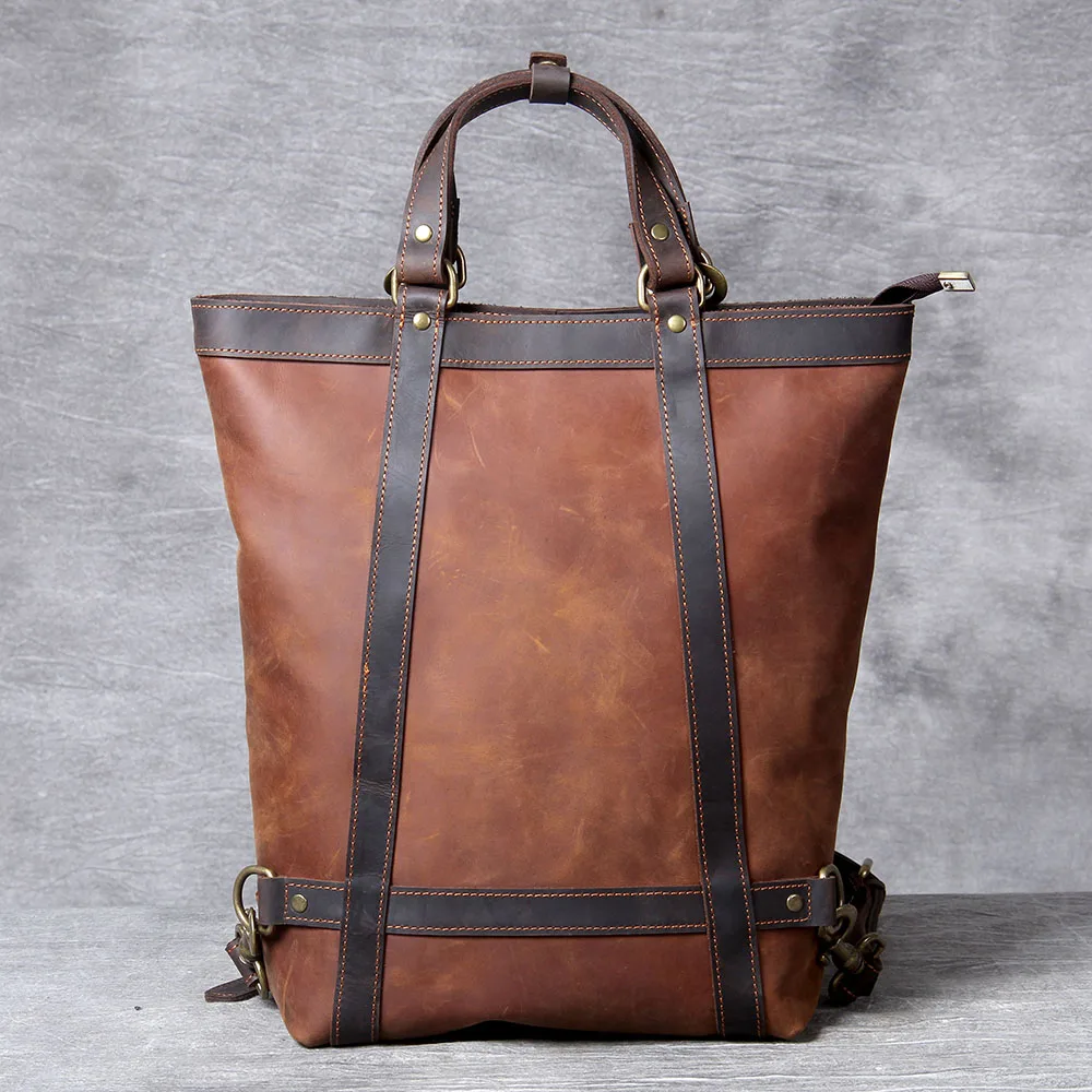 S.WORKER Vintage Echtleder-Rucksack Laptop-Tasche Lässige Crazy-Horse-Leder-Schultasche Outdoor-Reise-Weekender-Tasche – Detail 21