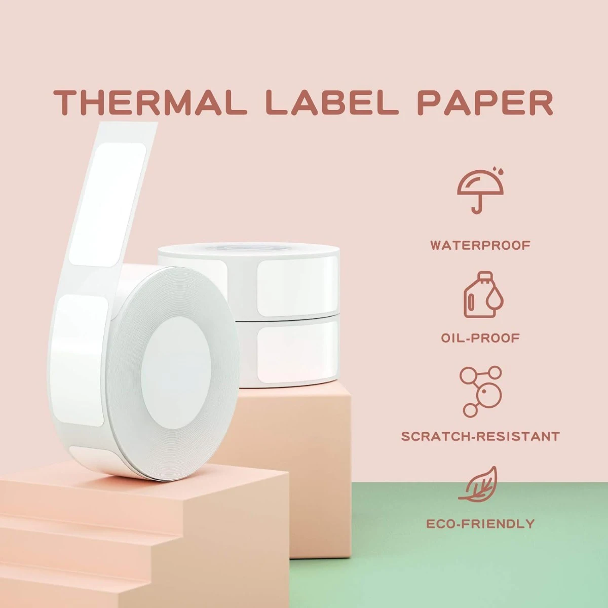 12x40mm & 15x30mm White Thermal Label Tape Durable Adhesive Stickers for Logistics, Retail, Packaging Compatible Phomemo D30/Q30