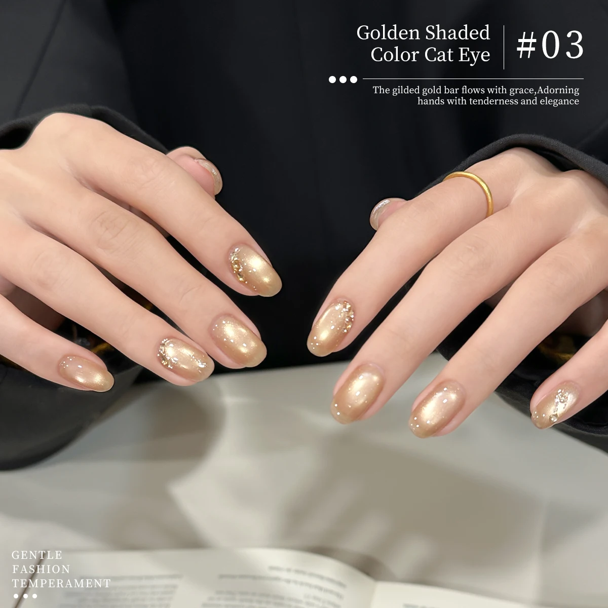 XEIJAYI 1 pieza de esmalte de gel de ojo de gato dorado brillante con efecto de polvo de flash magnético, calidad de salón para mujeres de moda