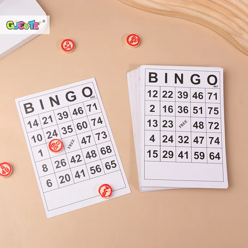 40Pcs Bingo Cards Easy Read 75 Numbers Chips Card Game Board Game Activity Intelligence Educational Bingo Toys For Kids