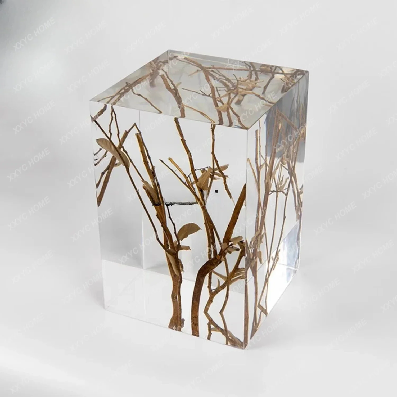 A  Titanium crystal acrylic crystal resin pier stool tea stool transparent high-end craft ornament