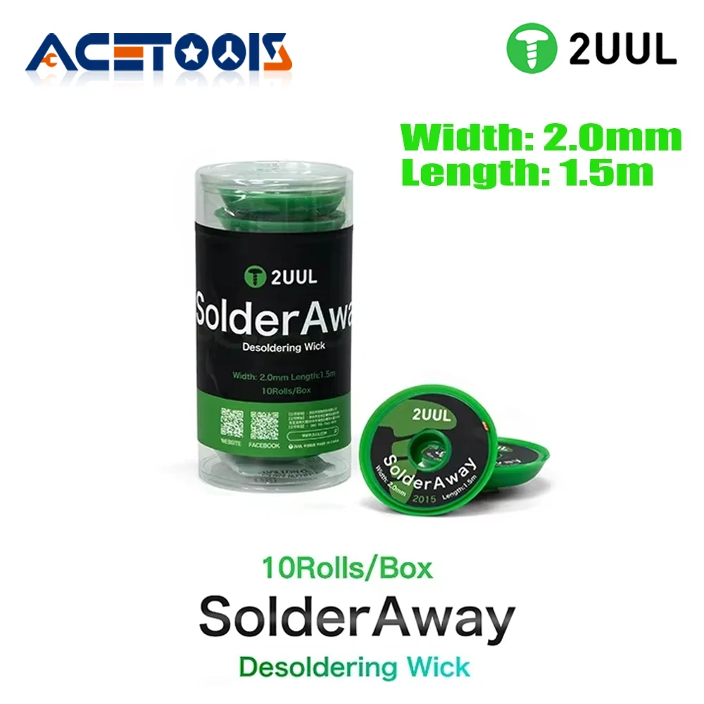 

2UUL DW11 SolderAway Desoldering Wick 10 Pcs/Pack for Phone PCB Motherboard BGA CPU Repair Soldering Rosin Removal Clean Tool
