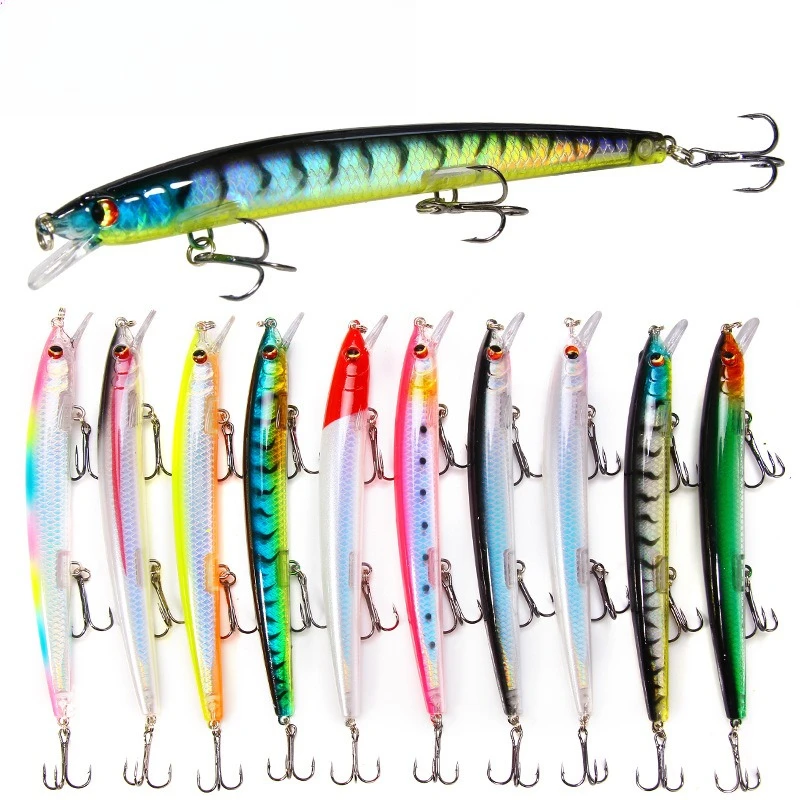 1/10 pçs grande laser minnow iscas de pesca 13.5cm15g isca dura manivela iscas isca artificial pesca mar wobbler iscas de natação
