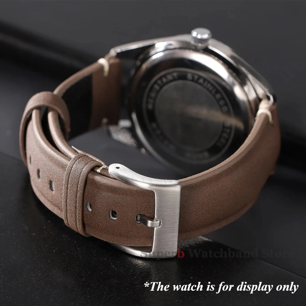 20 มม.22 มม.หนัง Watchband เย็บสายรัดข้อมือสําหรับ Omega เปลี่ยนเข็มขัดสร้อยข้อมือ Vintage สําหรับผู้ชายผู้หญิงอุปกรณ์เสริม