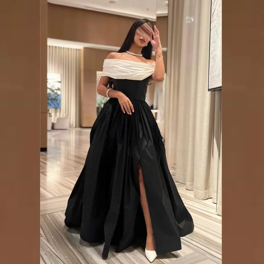 Jersey Draped Pleat Ruched Party A-line Off-the-shoulder Bespoke Occasion Gown Long Dresses