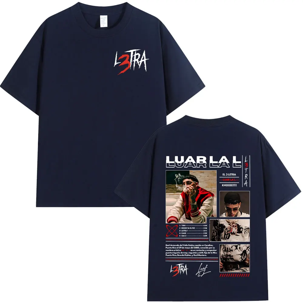 Rapper Luar La L Music Album L3TRA T Shirts Men Women Hip Hop Fashion Short Sleeve T-shirts Vintage Oversized T-shirt Streetwear
