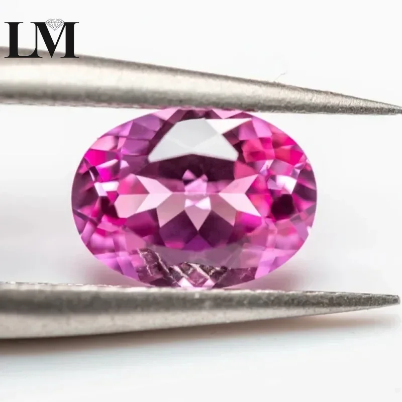 Lab Grown Sapphire Oval Shape Pink Color Charms Gemstone For Diy Jewelry Making Pendant Material Selectable AGL Certificate