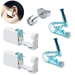 Self Ear Piercing Kit Disposable Ear Piercing Gun Kit with Built-in Earrings Studs for Home Use