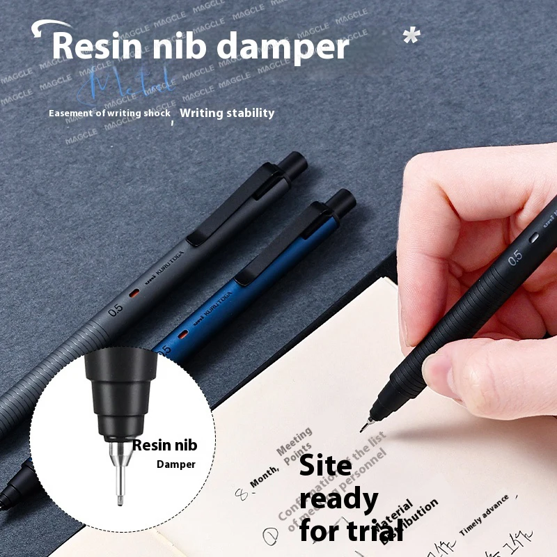 Japan Uni M5-KH/KS Nieuwe zwarte technologie Automatisch roterend potlood, mat metalen penschacht Dubbele snelheid Geen breuk High-end lapicero