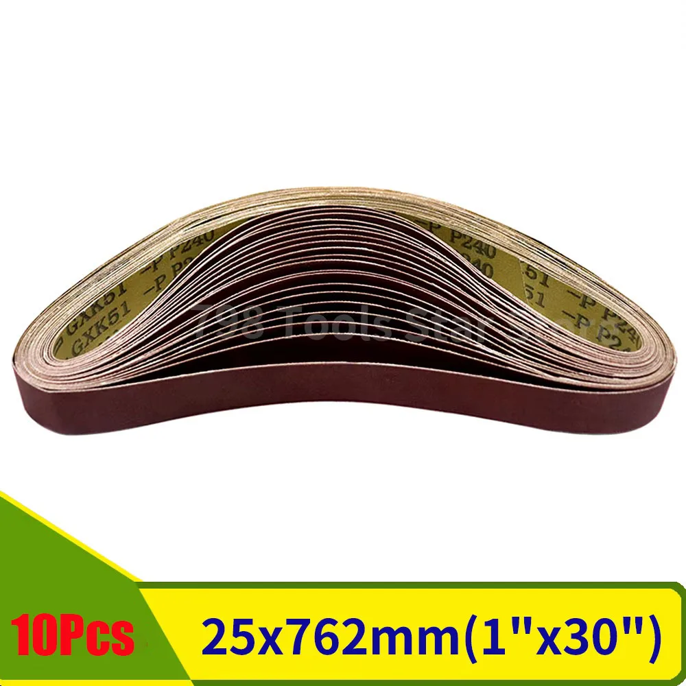 

10PCS 25x762mm Sanding Belt Polishing Metal Wood Grinding,1" x 30" Abrasive Belt P60-400 Grit 25mm Abrasive Band Aluminum Oxide