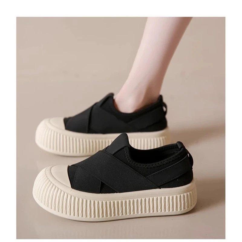 2024 Summer New Breathable Little White Shoes Women Sneakers Female Student Thick Sole Platform Shoes Casual Board Shoes