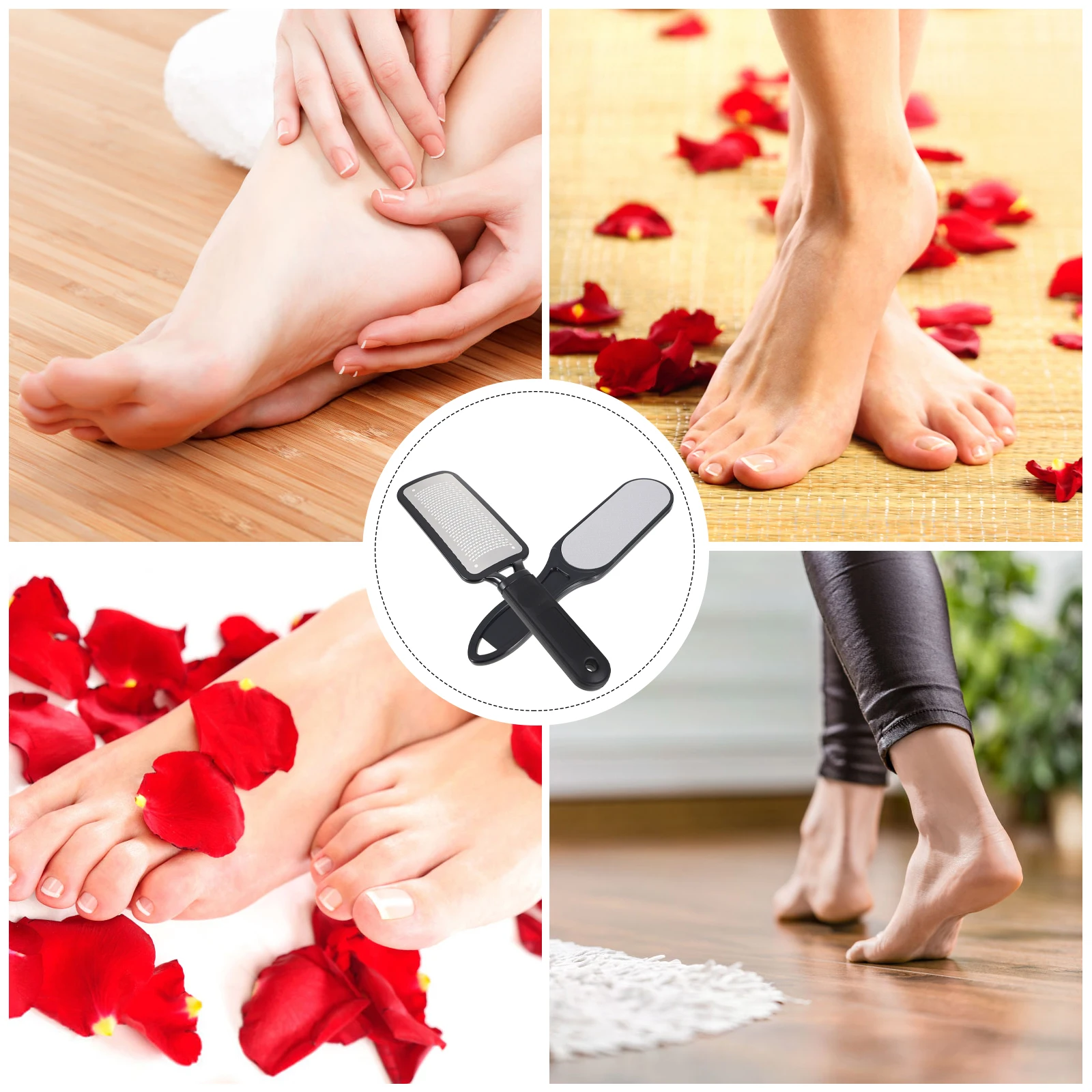 

2pcs Stainless Steel Foot File Callus Remover Pedicure Tool Dead Skin Exfoliator Lightweight Ergonomic Handle Hanging Hole