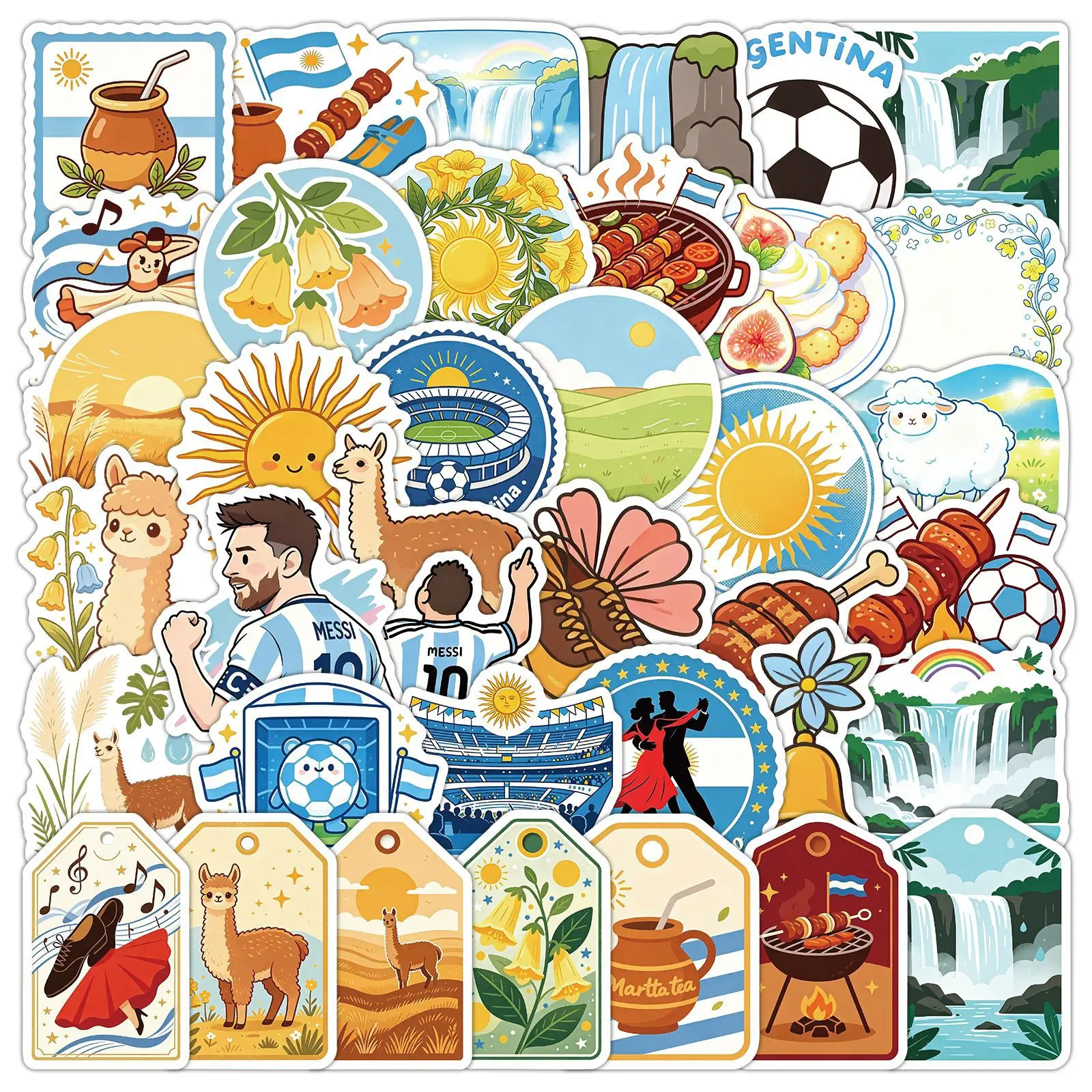 50PCS Argentina Travel Stickers Flag Soccer Tango Empanada Country Landscape Waterproof Decor For Luggage Laptop Water Stickers
