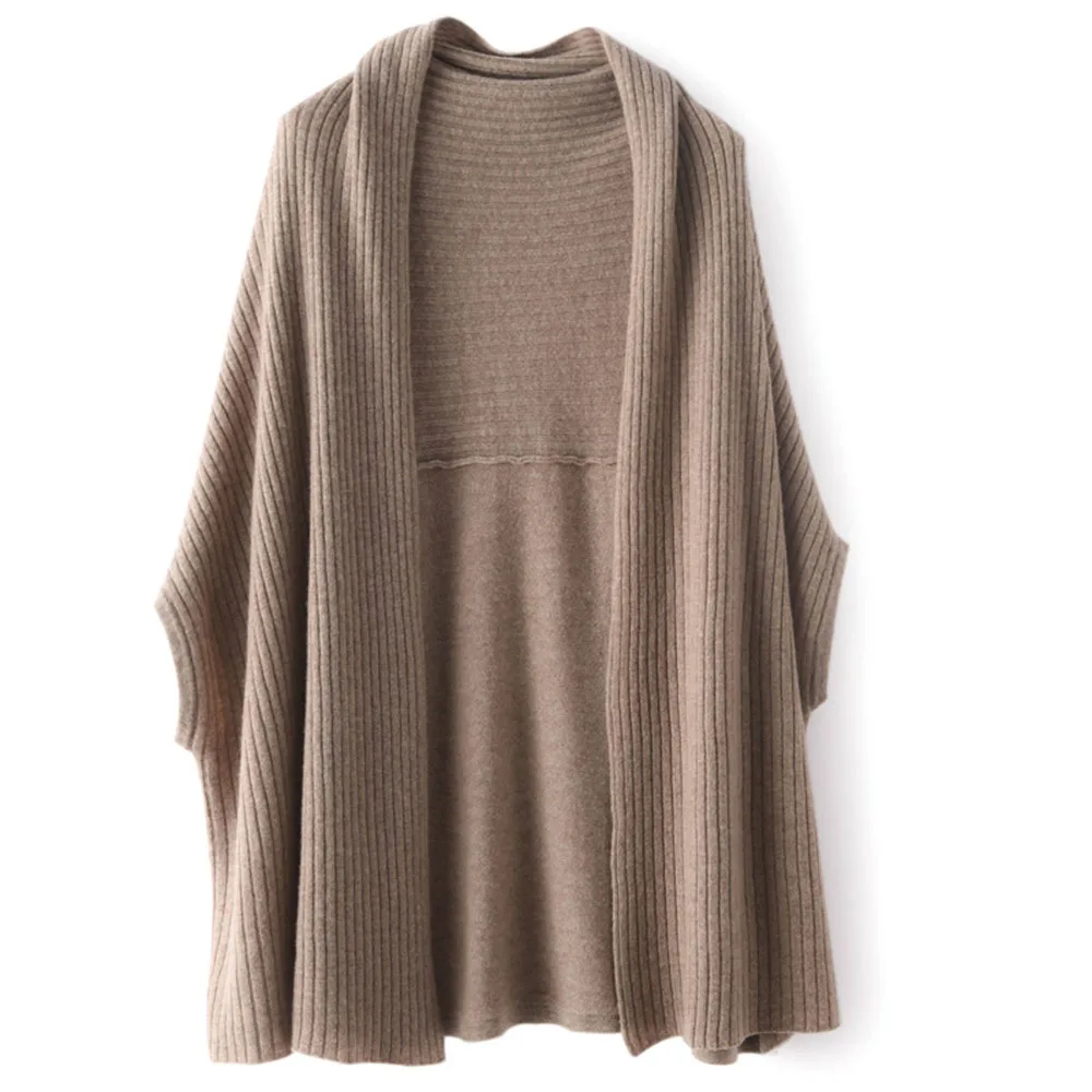 Nuovo Autunno Inverno Scialle lavorato a maglia Donna Tinta unita 100% puro cashmere Poncho Moda Mantelle calde Lady Elegante mantello di alta