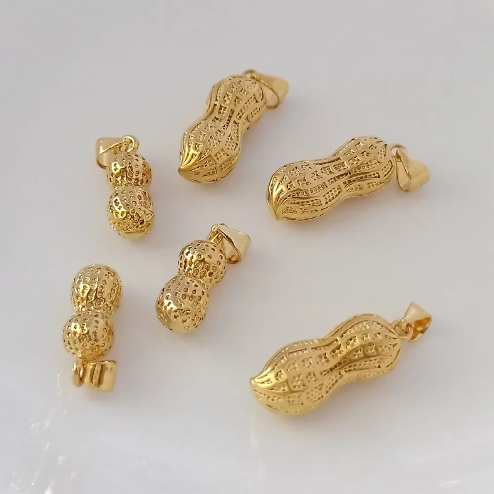 

14K Gold-plated Copper with Real Gold Solid Peanut Pendant Collarbone Necklace DIY Accessory Material