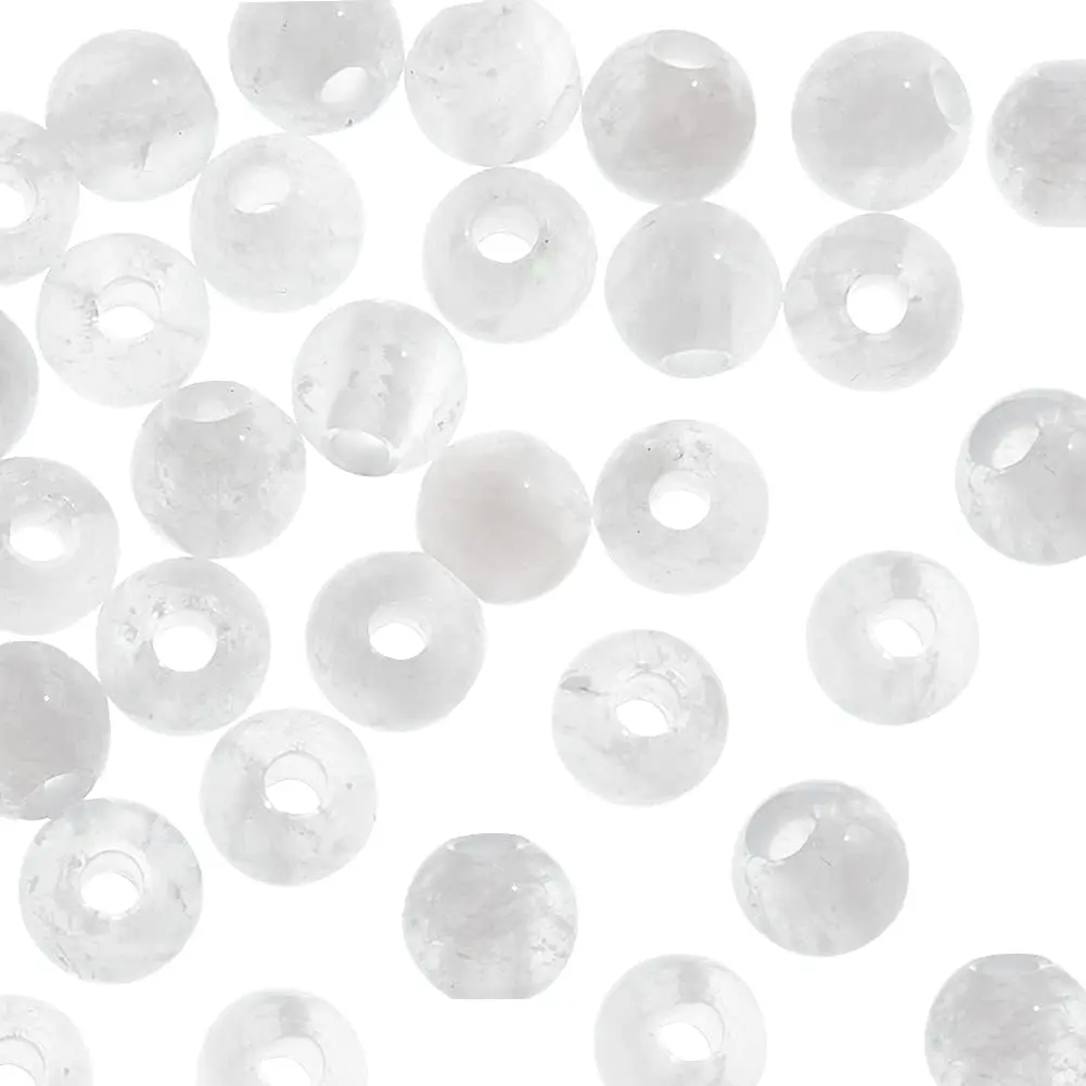 50pcs 6mm Natural Clear Quartz Crystal Beads 2mm Large Hole Round White Crystal Beads Spacer Loose Stone Beads Natural Smooth