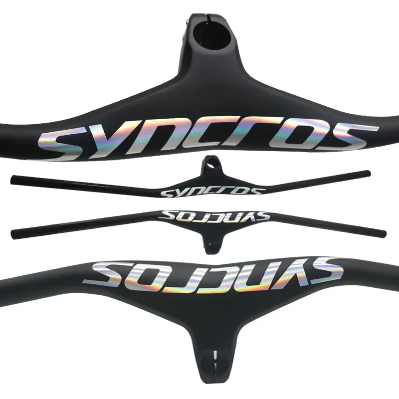 syncros carbon Handlebar Chrome Integrated bar MTB  Bike -7 ° 660-800mm 70/80/90/100mm Chameleon Logo carbon bike frame parts