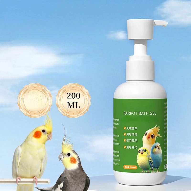 200ml Bird Bath Gel Natural Fast-Acting Support for Itchy Dry Skin and Molting Hydrating Safe for Daily Use