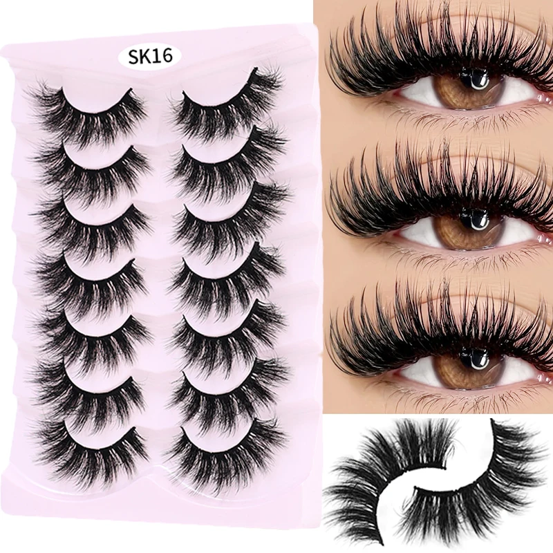 7 Pairs False Eyelashes 3D Natural Fluffy Thick Faux Mink Fake Lashes Light Soft Comfortable To Wear Eyelashes Extension Makeup