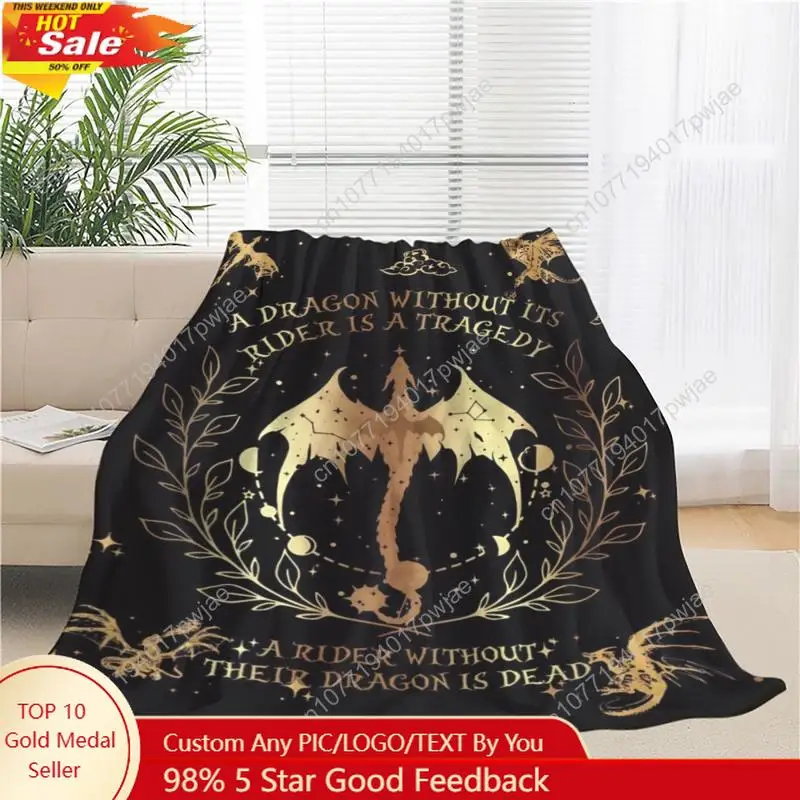 

JOOCAR Glam Style Flannel Throw Blanket with Dragon and Rider Motif - Tie-dye Digital Print All-Season Cozy Polyester Bedding Mu
