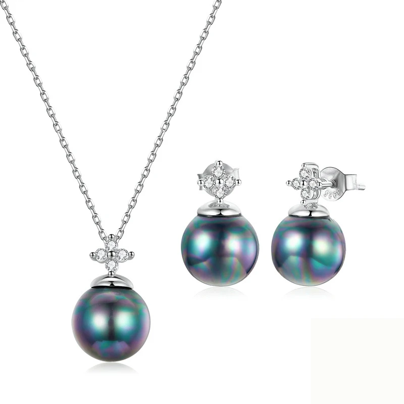 

Pearl Necklace And Earring Sets For Women High Quanlity Silver 925 Beautiful Jewelry French Elegant Retro Valentine Day Gift