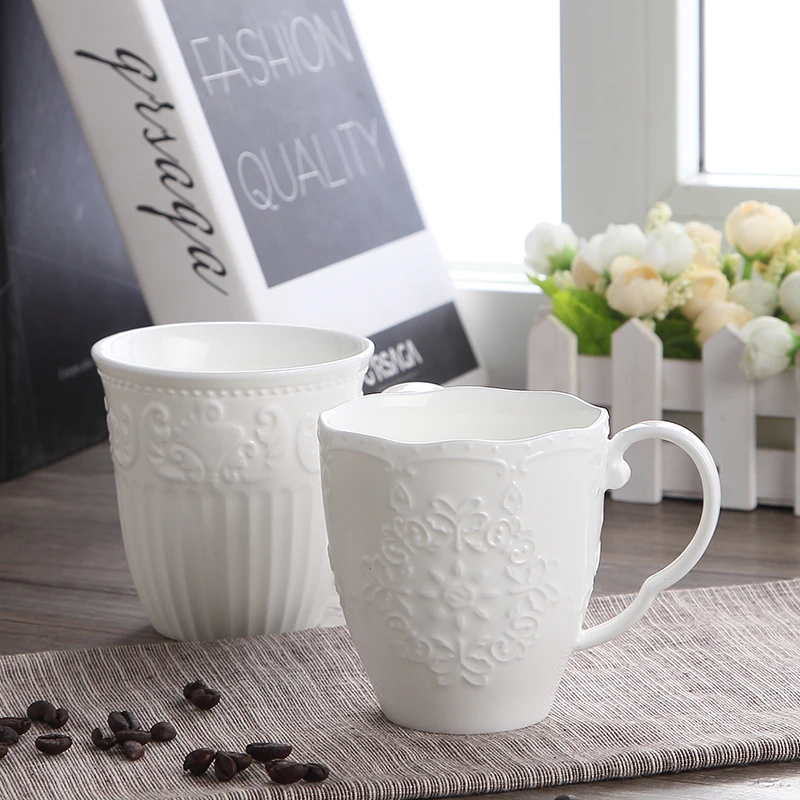 Tazas de porcelana blanca en relieve para la nieve, taza de café nespresso copo, tazas divertidas de cerámica, regalo de Navidad, taza para café, 300ml