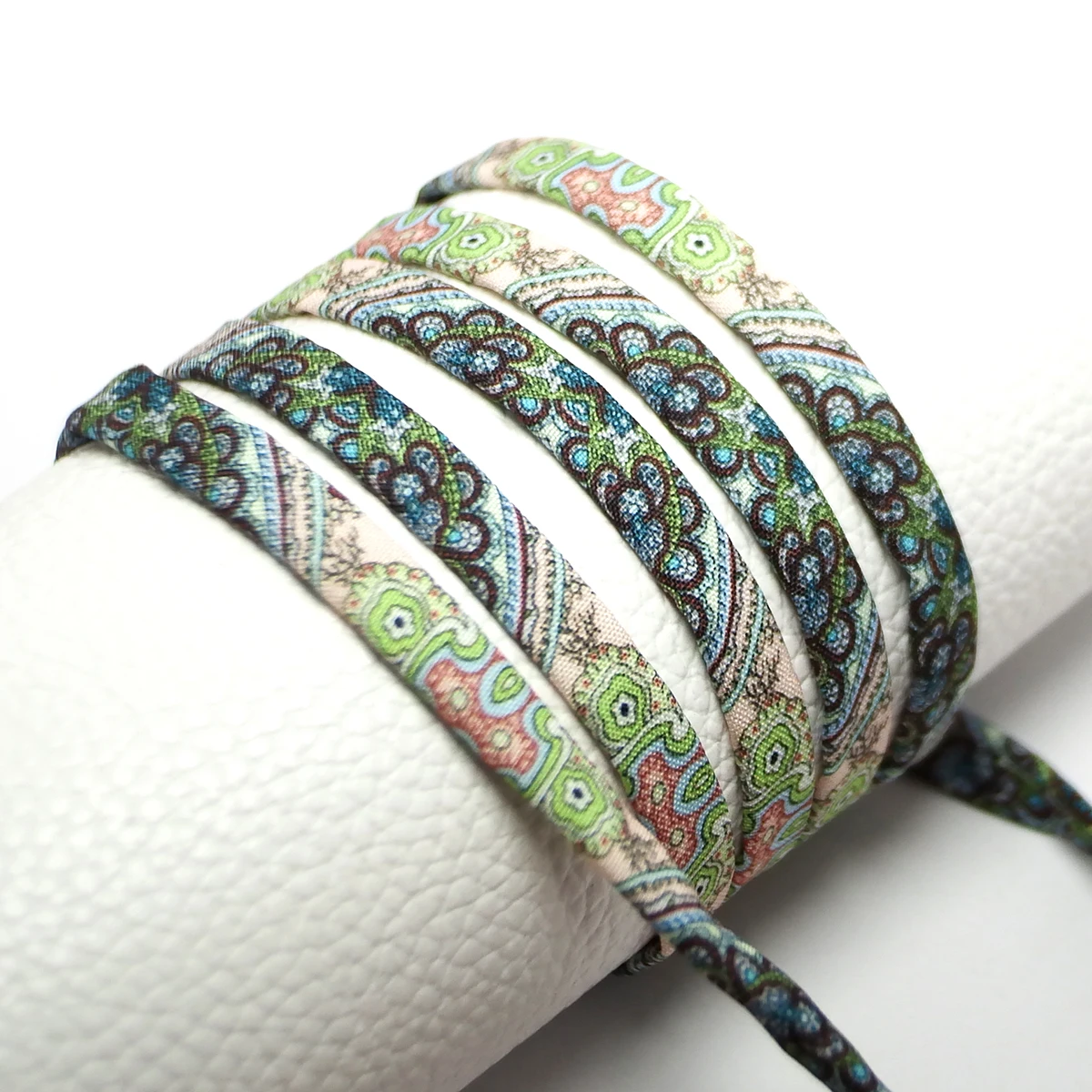 

3Meter Ethnic Style Calico,Light Green Stitched Cloth Strip Cord,Hair Tie Making,Threads Rope for DIY Craft,Clothing Accessories