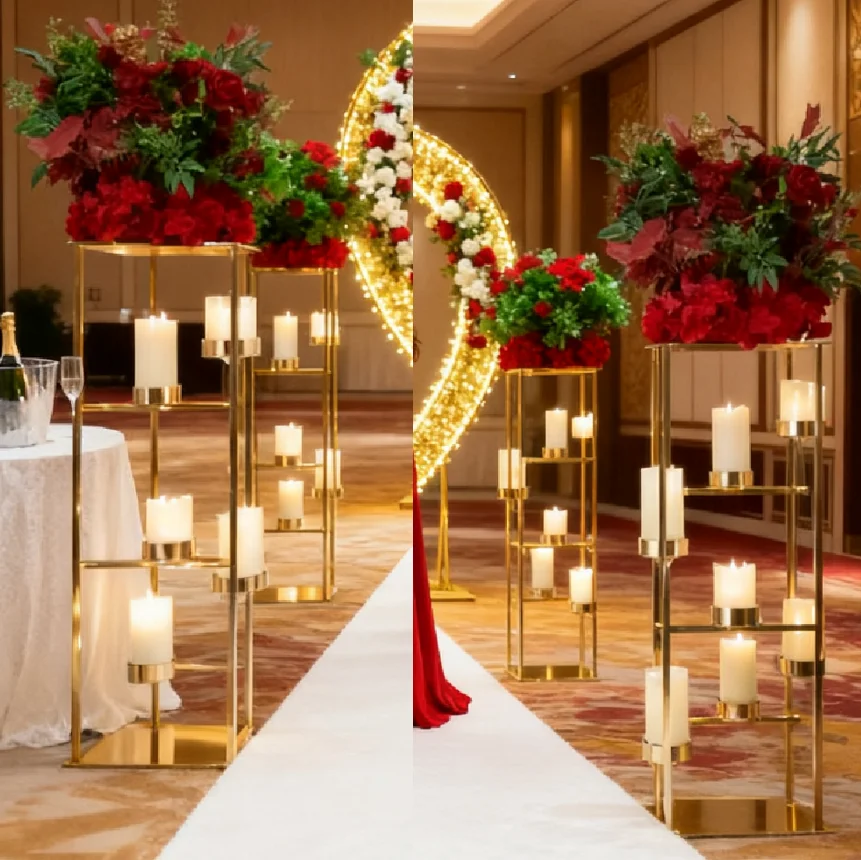 

5 шт.) 80-100 см) f30 Золотые свадебные подсвечники, центральная часть, металлический декор стола для свадебного приема, дня рождения, домашней столовой,