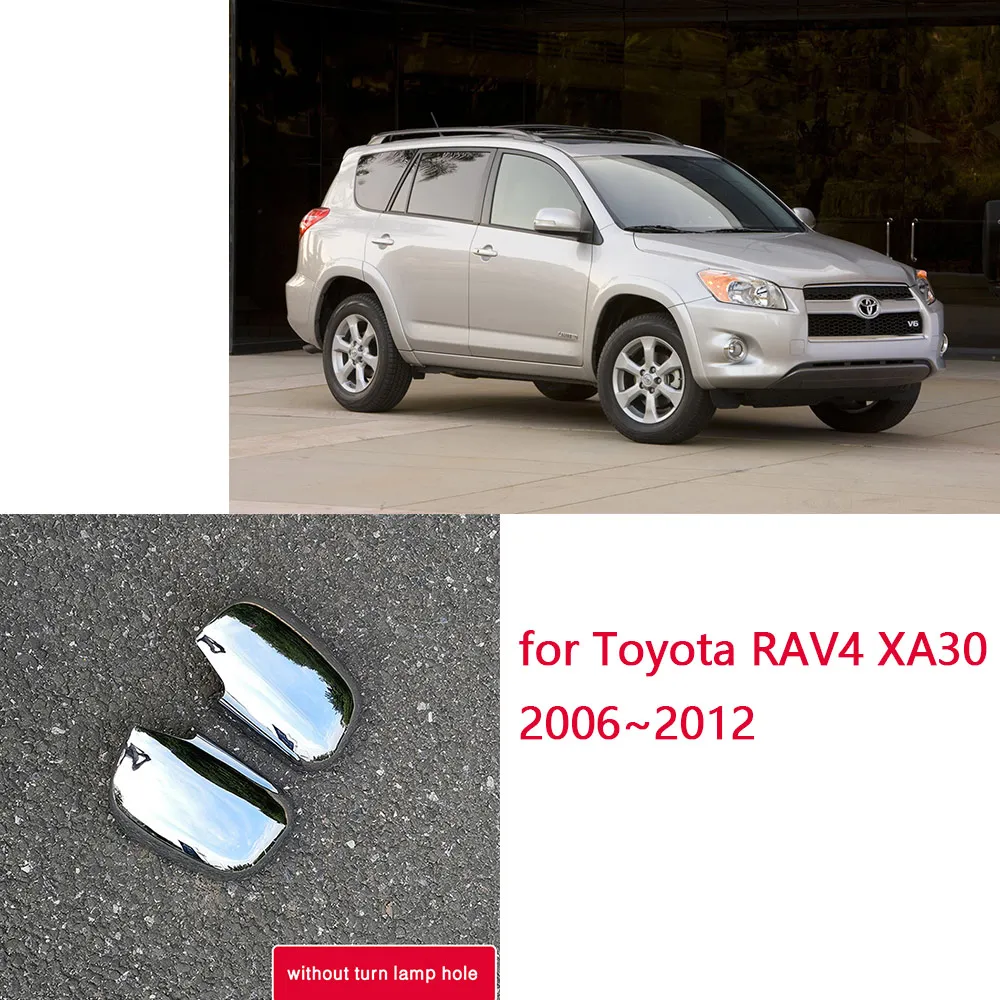 for Toyota RAV4 XA30 2006~2012 Car Chrome Carbon Fiber Mirror Cover ABS Rearview Mirro Trim Sticker Set Cap Accessories 2007