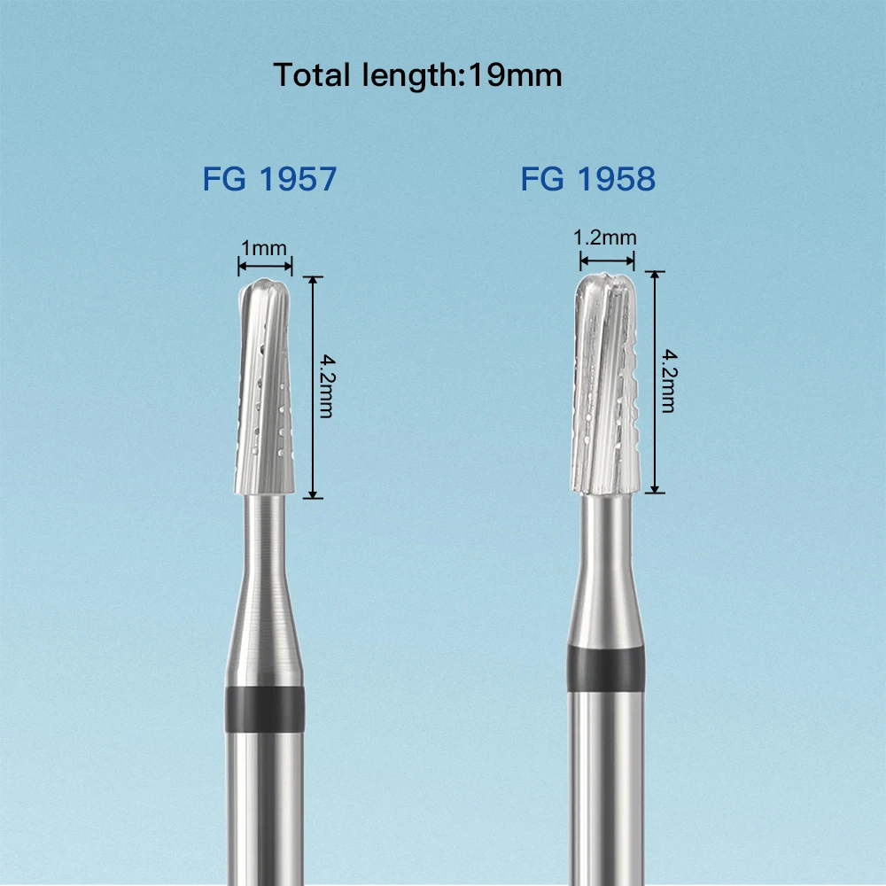 10 teile/schachtel Dental Hartmetall Bohrer Metall Schneiden 1,6mm FG1957/FG1958 Für High Speed Handstück Zahn Restaurierung AZDENT – Detail 5
