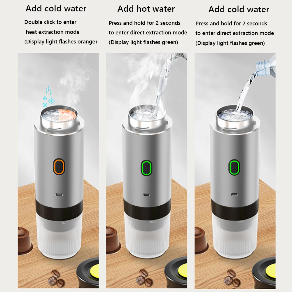 Portable Coffee Maker Electric Espresso Machine 3 In 1 Travel Coffee Maker Wireless Heating Coffee Machine for Camping Travel