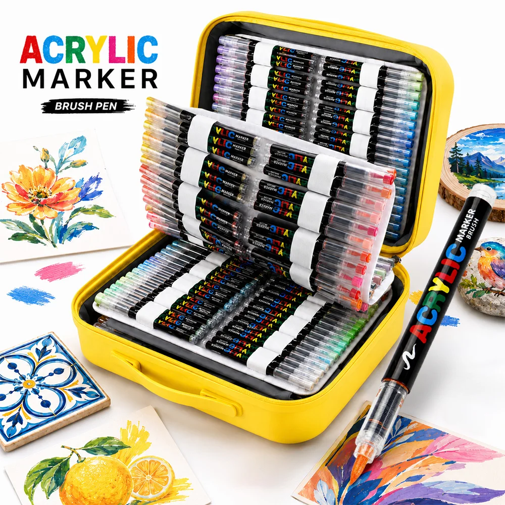 

366 Colors Acrylic Paint Markers Comic Design Coloring Decorative Painting Creative Work Easy Carry Travel Box Art DIY Supplies
