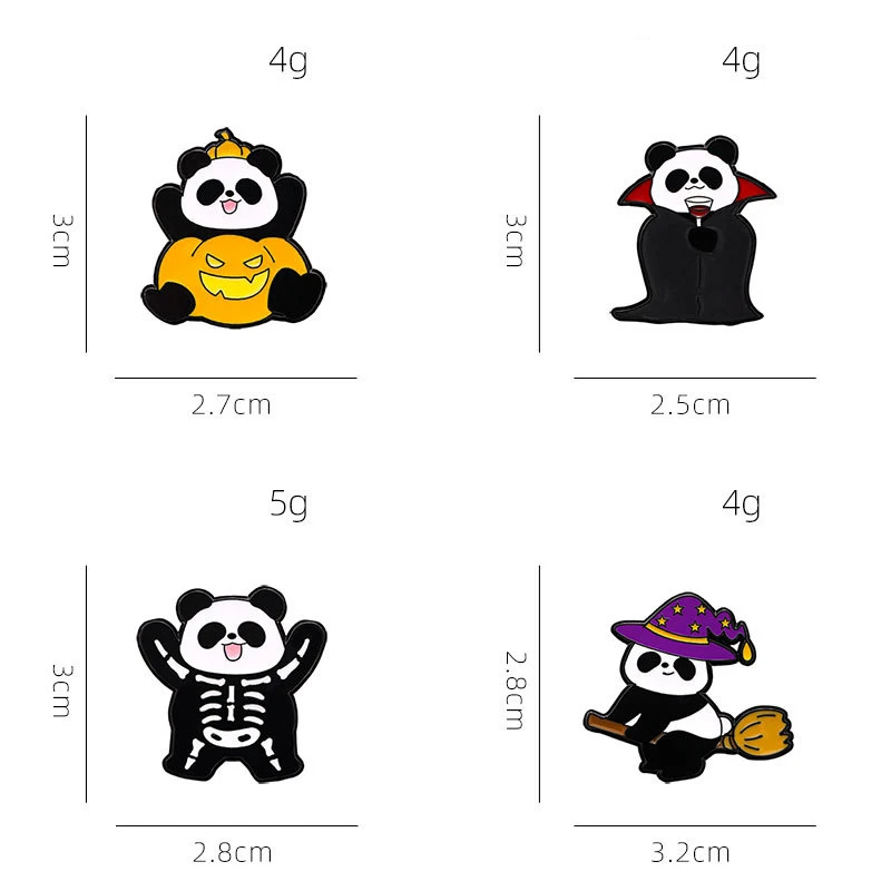 Cartoon Panda Halloween Badge Pumpkin Head Scary Night Cute Animal Panda Small Brooch Bag Bag Costume Accessories Pin Gift