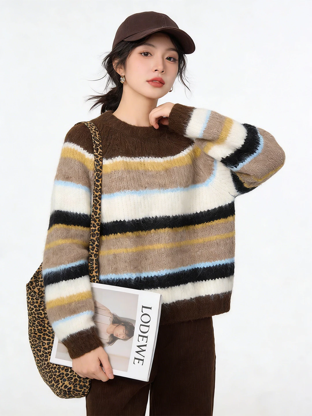 

Новинка! Женский свитер Sli Retro в корейском стиле, универсальный, с круглым вырезом, в стиле колор-блок, для весны, осени и зимы.