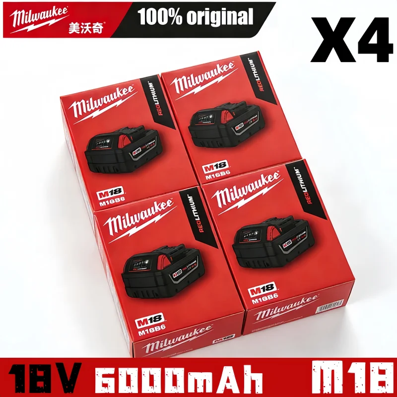

Новая аккумуляторная батарея Milwaukee M18 6.0 Ач, 18 В, литий-ионная, высокопроизводительная, для беспроводных электроинструментов Milwaukee M18, 6 Ач