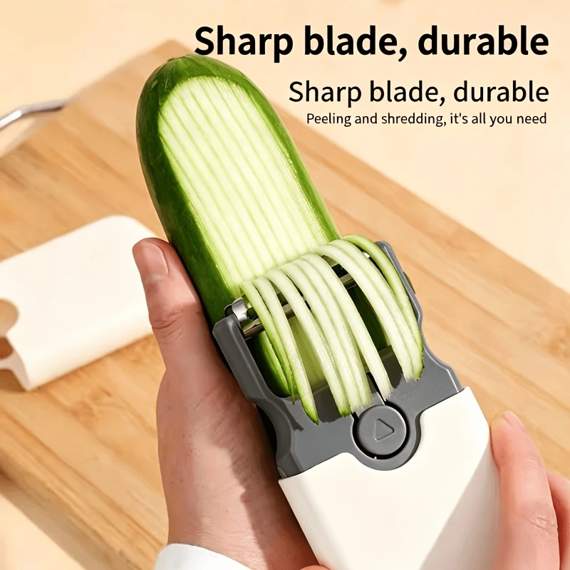 3-in-1 Vegetable Slicer & Peeler, Stainless Steel Wave Cutter & Julienne Shredder, Multifunctional Kitchen Tool for Fruits & Veg