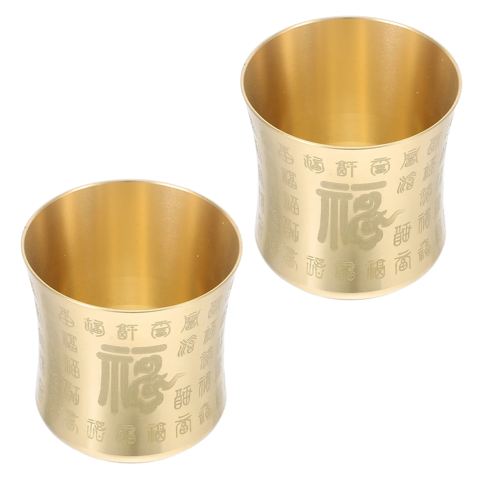 

2Pcs Asian Tea Cup Vintage Goblet Brass Material Tasting Mug Home Decor Meditation Space Altar Supplies Retro Goblet