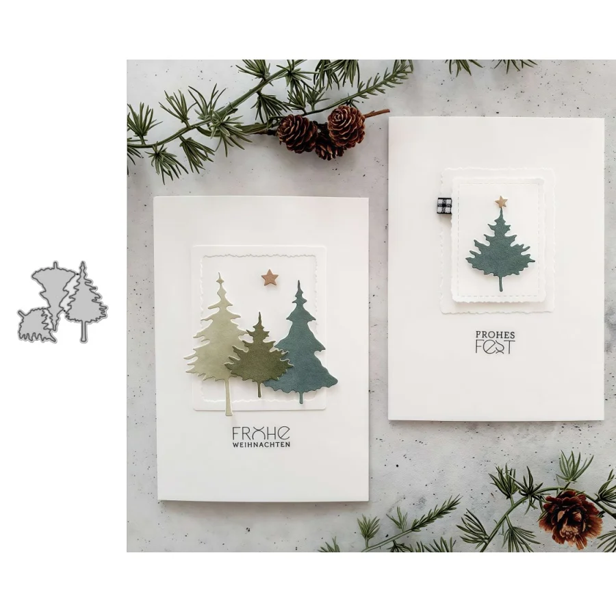 Neuankömmling Pine Trio Metall-Stanzformen für DIY Scrapbooking, Kartenherstellung, Schablonen, Prägung, Handwerk, Dekoration