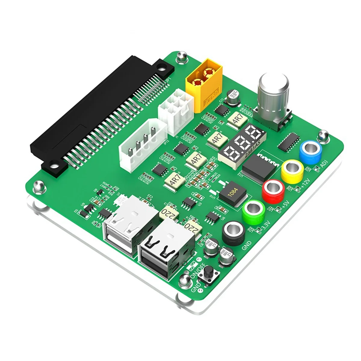 Power Supply Breakout Board with Adjustable Voltage Knob and 3.3V/5V/12V /USB 2.0/QC 2.0/ 3.0/12V for Dell PSU