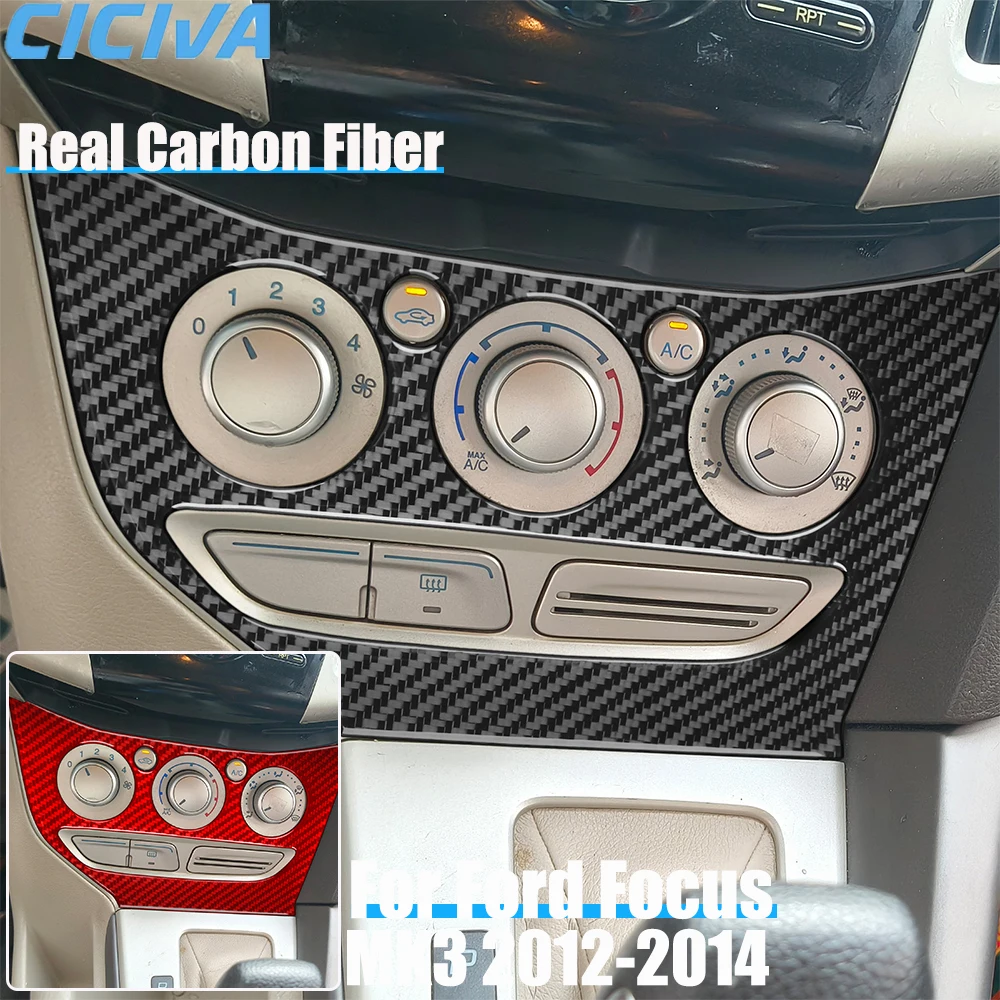 

Real Carbon Fiber Car Accessories Climate Control Panel Decorative Cover Sticker Interior Trim For Ford Focus MK3 2012 2013 2014