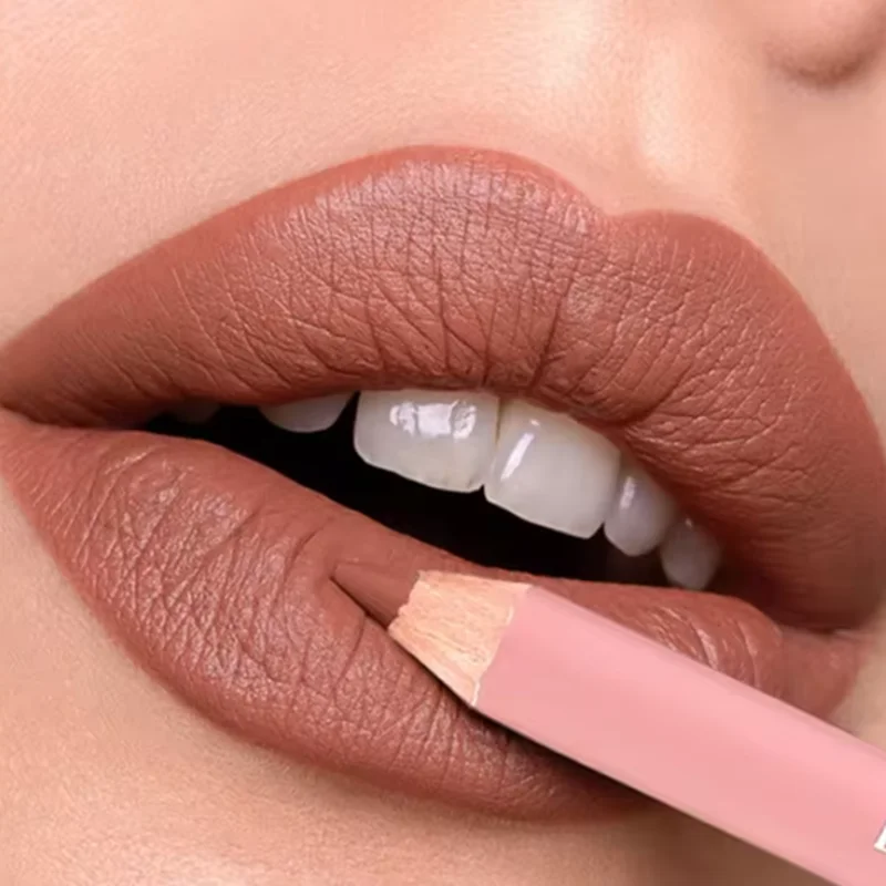 12-farbiger Nude Matte Lippenstiftstift, langlebiger, wasserfester Lippenstift, hochpigmentierter Lipliner, Lippen-Make-up-Werkzeug