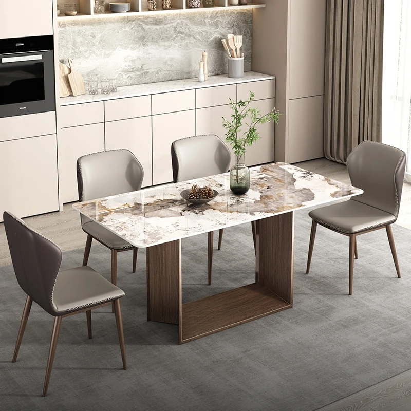 

Metal Marble Dining Table Chair Combination Dining Table Luxury Base Marble Master Design Mesa De Jantar Home Furniture GPF50YH