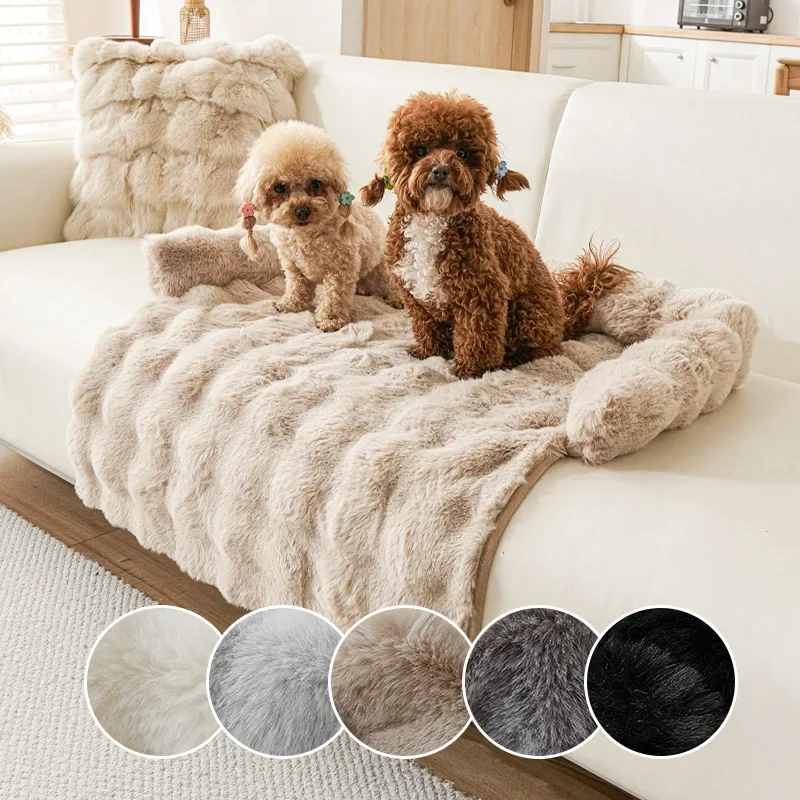 Winter Warm Dog Sofa Couch Cover Bed Super Soft Pet Blanket Pad Mat for Small Dogs Plush Neck Pillow Cat Nest Travel & Indoor